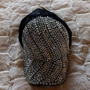 Rhinestone and pearl adjustable baseball hat